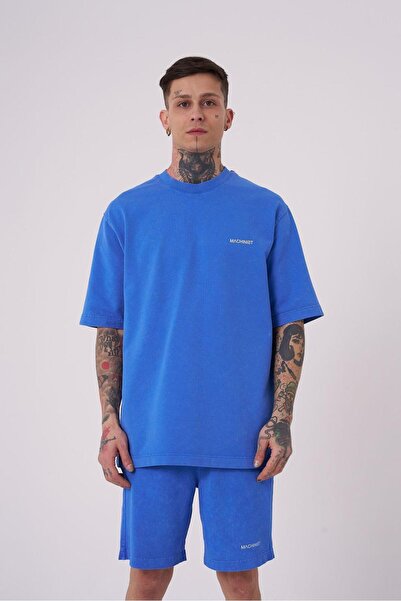 Machinist Men's Basic Washable Relaxed T-Shirt Light Blue Effect