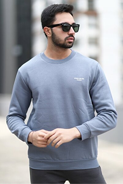 trender O Yaka 3 İplik Ş مبطن بالصوف سويت رجالي 5012 أزرق داكن