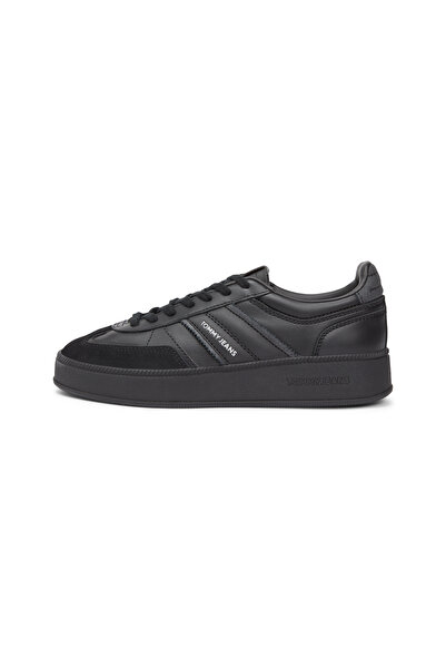 Tommy Hilfiger Women Black The Greenwich Leather Mixed Trainers