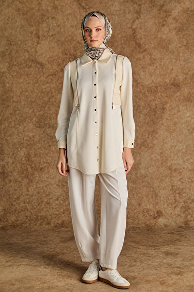 Setrms Suni Deri Detaylı Örme Tunik