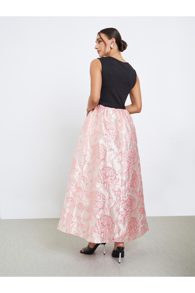 Styli Pink Floral Belted Sleeveless Maxi Dress