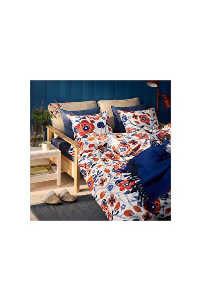 IKEA Double Duvet Cover Set, White-Multicolor, 240X220/50X60 cm