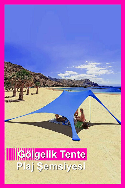 Bundera Markise Mavi Gölgelik Tente Plaj Şemsiyesi Bahçe Teras Kamp Piknik Gü...