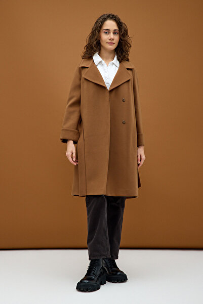 KENT Taba Geniş Yaka Kruvaze Kaşe Kaban