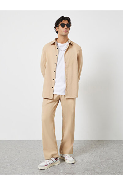 Take Two By Styli Men Solid Spread Collar Shirt and Pants Co-ords