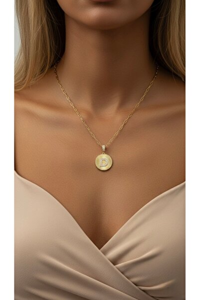 İNN JEWELLERY Steel Necklace (D) Letter Non-Tarnish Anti-Allergic Zirconium (2 Years Importer Warranty)