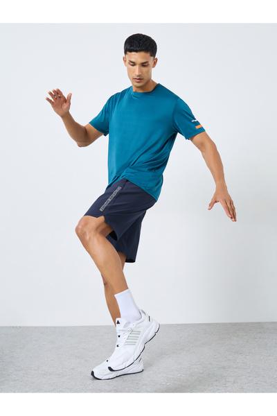 Styli Men Navy Workout Shorts with Side Print Detail