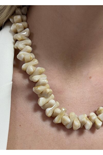 KİLİGİSTANBUL Bone Bead Necklace 35 Cm+5 cm Extension