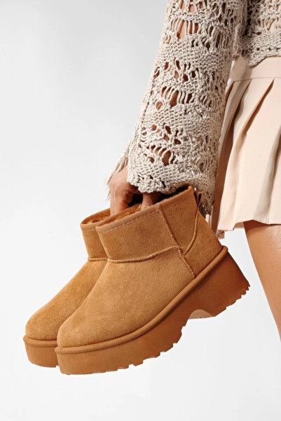 Zaira Cizme scurte dama imblanite tip Ug maro din piele ecologica intoarsa Au...