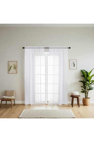 Duomama Sheer White Voile Curtains, 2 Panels, 39" W x 98" L Each