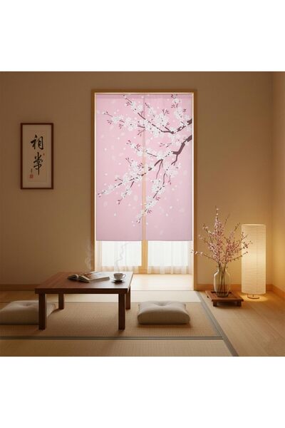 I-MART Cherry Blossom Japanese Noren Doorway Curtain, 59 x 33.5 inches