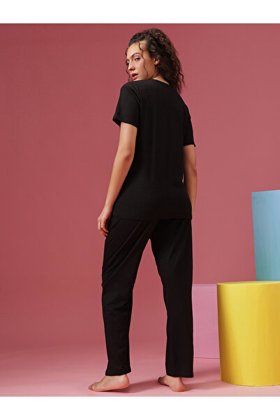 Clovia By Styli Cotton Graphic Print T-Shirt and Pyjama Set