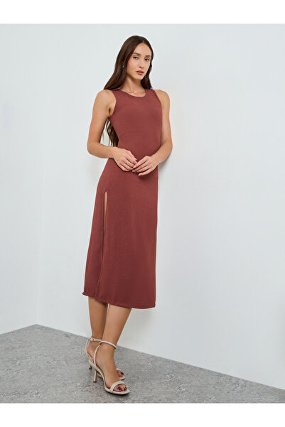 Maxim Creation By Styli Women Brown Sleeveless A-Line Midi Dress