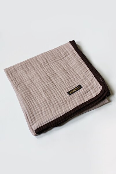 Mısırlı Eşarp 105X105 Muslin Piped Scarf - Stone, Caramel