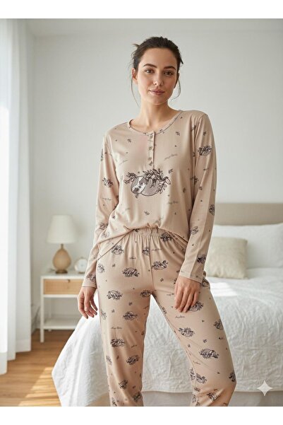 Silona Homewear Koala Sa deznom pidžama set u krem boji