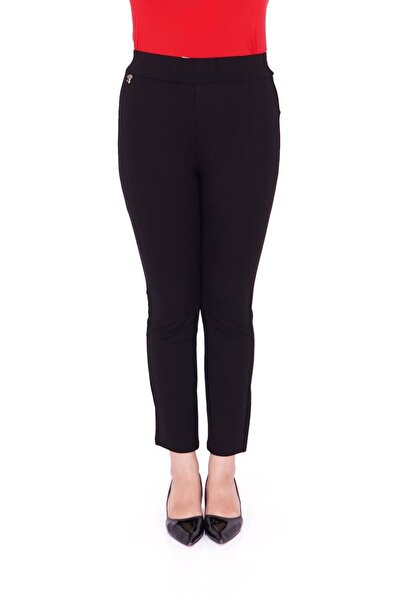 ZANESSI Plus Size Mom Stone High Waist Leg Detail Knitted Women's Trousers