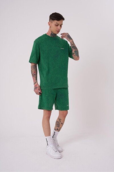 Machinist Men's Basic Washable Relaxed T-Shirt with Oil Green Effect