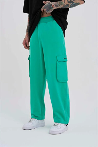 Machinist Men's Cargo Pocket Pack Oversized Baggy Sweatpants Electric Green