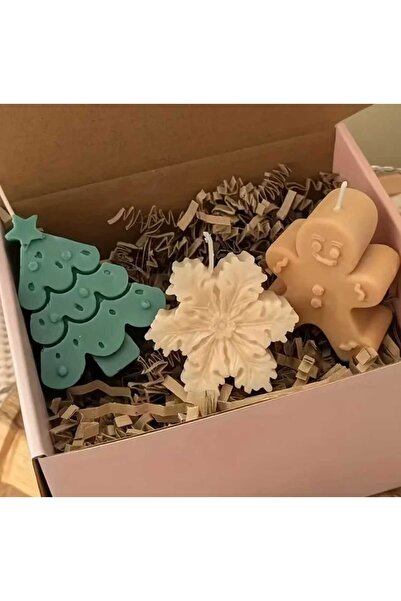 STELLA CANDLE WORKSHOP Yılbaşı Kurabiye Adam 3'llü Mum Seti