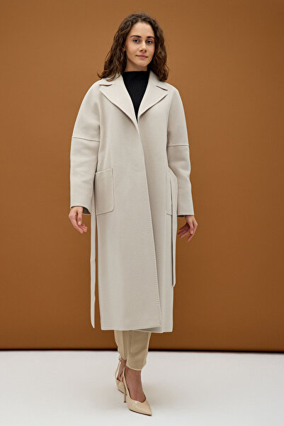 KENT Taş Rengi Modern Oversize Geniş Cepli Palto