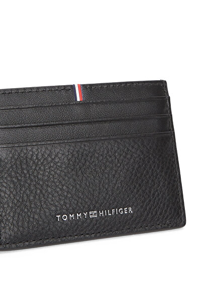 Tommy Hilfiger Men Black Corporate Logo Leather Holder