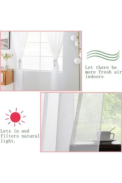 Duomama Sheer White Voile Curtains, 2 Panels, 39" W x 98" L Each