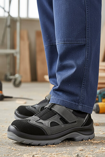 MAXEO İş Güvenliği Güvenlik Ayakkabısı Cırtlı Çelik Demir Burunlu Çelik Ara T...