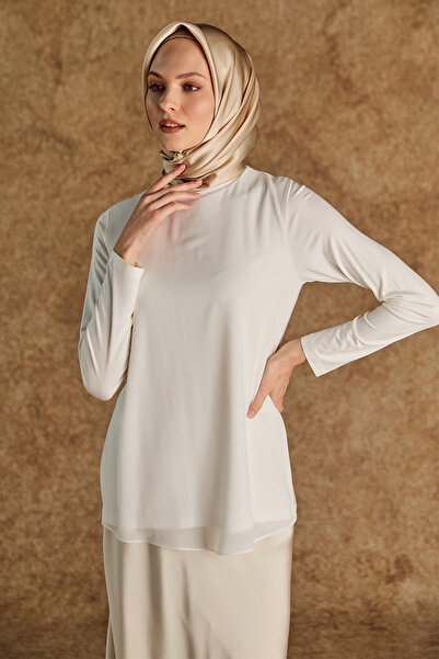 Setrms Şifon Detaylı Penye Bluz