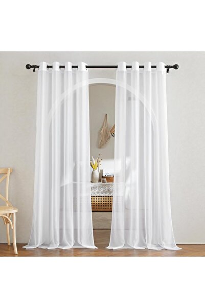 NICETOWN White 152 x 213 cm Soft Sheer Voile Curtains, 2 Panels