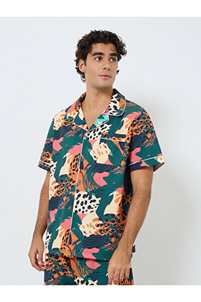 Styli Men Abstract Print Relaxed Fit Shirt and Pyjama Set