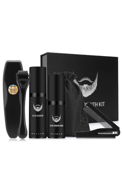 DearBeauty Beard care set for improving hair growth: stimulation roller, balm, stimulating spray, comb
