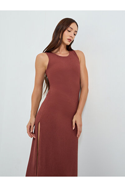 Maxim Creation By Styli Women Brown Sleeveless A-Line Midi Dress