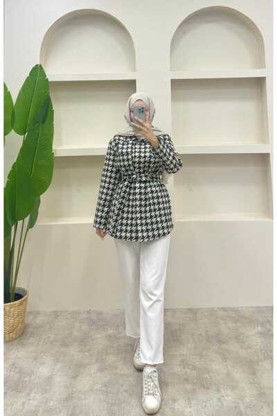 lurex moda Houndstooth Patterned Shirt