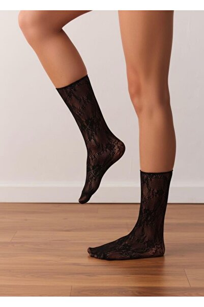 DÜVEN Black Roses Lace Socks