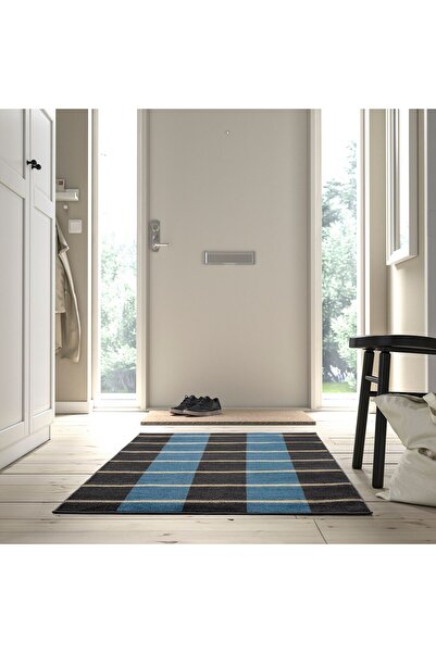 IKEA küçük halı, gri-mavi, 80x150 cm, dikdörtgen, kısa tüylü