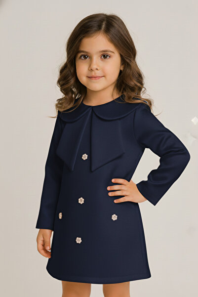 melek golden فستان بناتي مطرز باللؤلؤ – أكمام طويلة للمناسبات الخاصة بتصميم ي...