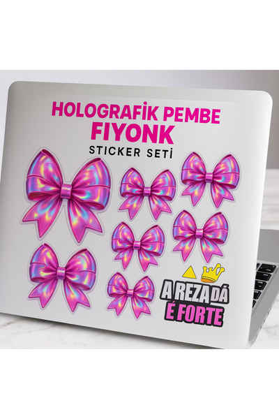 Limitless Design مجموعة ملصقات فيونكة وردية – 22×30 سم |   ملصق فينيل لامع وبراق