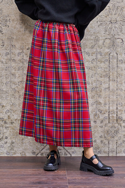 KÜÇÜĞÜM BUTİK Red Plaid Gathered Skirt