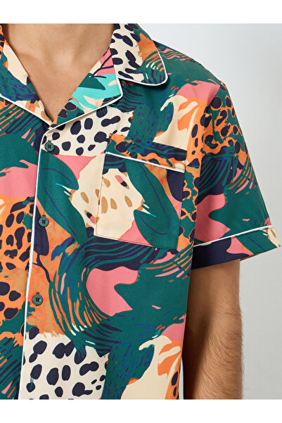 Styli Men Abstract Print Relaxed Fit Shirt and Pyjama Set