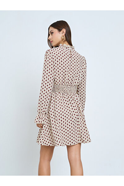 Take Two By Styli Beige All-Over Print A-Line Mini Dress