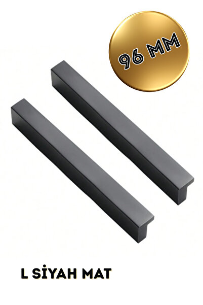 Trendaks 96 mm Tekli L Mat Siyah Metal Dolap Kulpu | Çekmece&Mutfak&Mobilya D...