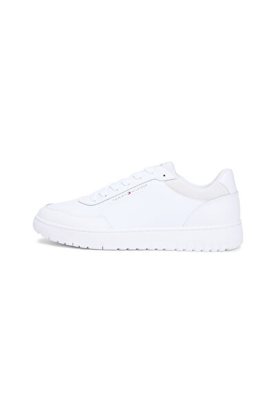 Tommy Hilfiger Men White Lightweight Basketball Leather Trainers