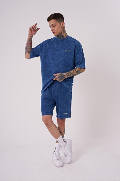 Machinist Men's Basic Washable Relaxed T-Shirt with Indigo Effect