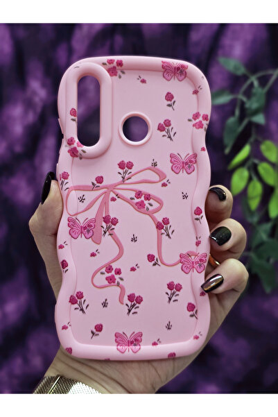 Magic Ring Huawei P30 Lite Uyumlu Kelebek Kurdele ve Çiçek Desenli Pembe Tele...