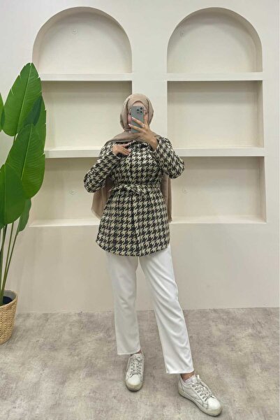 lurex moda Houndstooth Patterned Shirt