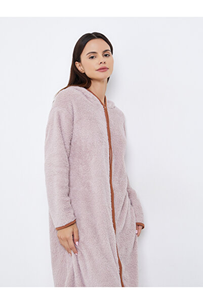 Styli Fleece Zip Through Hooded Nightdress Robe
