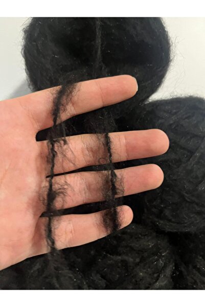 İPEK YÜN İPLİK DÜNYASI Moher Knitting Yarn Loose Pile Black 100 Gr