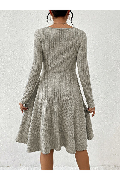 Take Two By Styli Women Ribbed Knit A-Line Knee-Length Dress