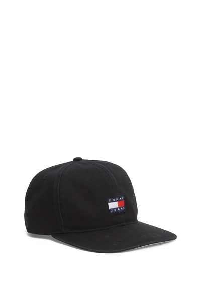 Tommy Hilfiger Men Black Heritage Logo Embroidery Twill Baseball Cap