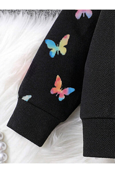 Take Two By Styli Girls Graphic Print Sweatshirt with Flare Pants Set